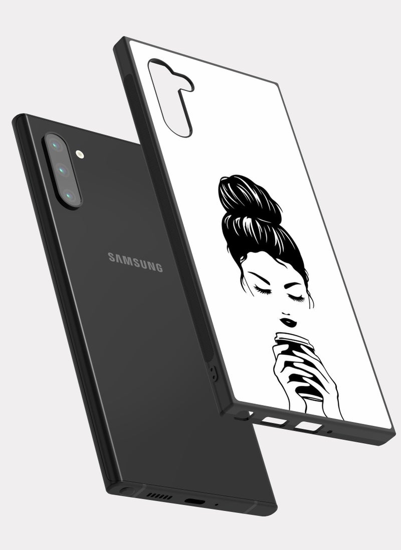 PXLAAT - Samsung Galaxy Note 10 case cover Girl Drink Coffee - Image 1