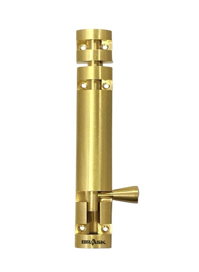 BRASK "BRASK" Brass Tower Bolt Xylo Heavy - Golden Satin Finish with Screws | Door Latch - Chitkani for Doors & Windows | Xylo Heavy Tower Bolts | Kundi/Chitakni/Latch/Chitkini (6 Inches, 1, Piece) - Image 1