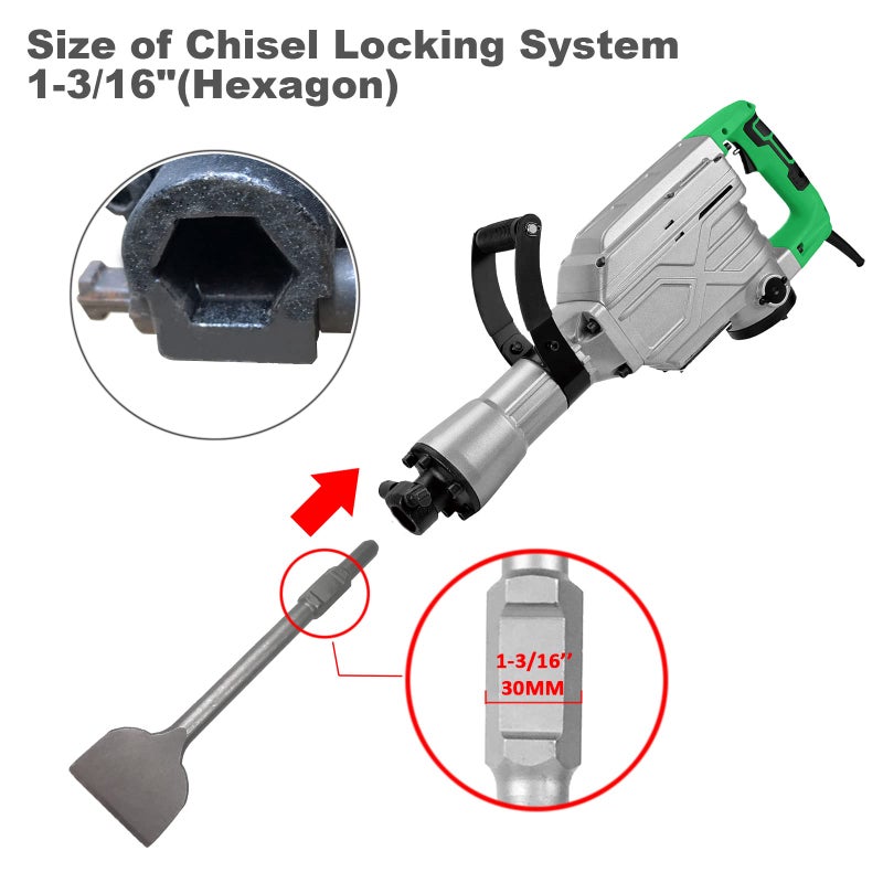 JACKCHEN 4 Inch Wide Tile & Removing Tile and Stone Chisel for hex.30mm Demolition Jack Hammers, 16 Inch Long, Alloy Steel Construction, 4" x 16" Chisel Bit for Demolition Concrete Breaker - Image 5