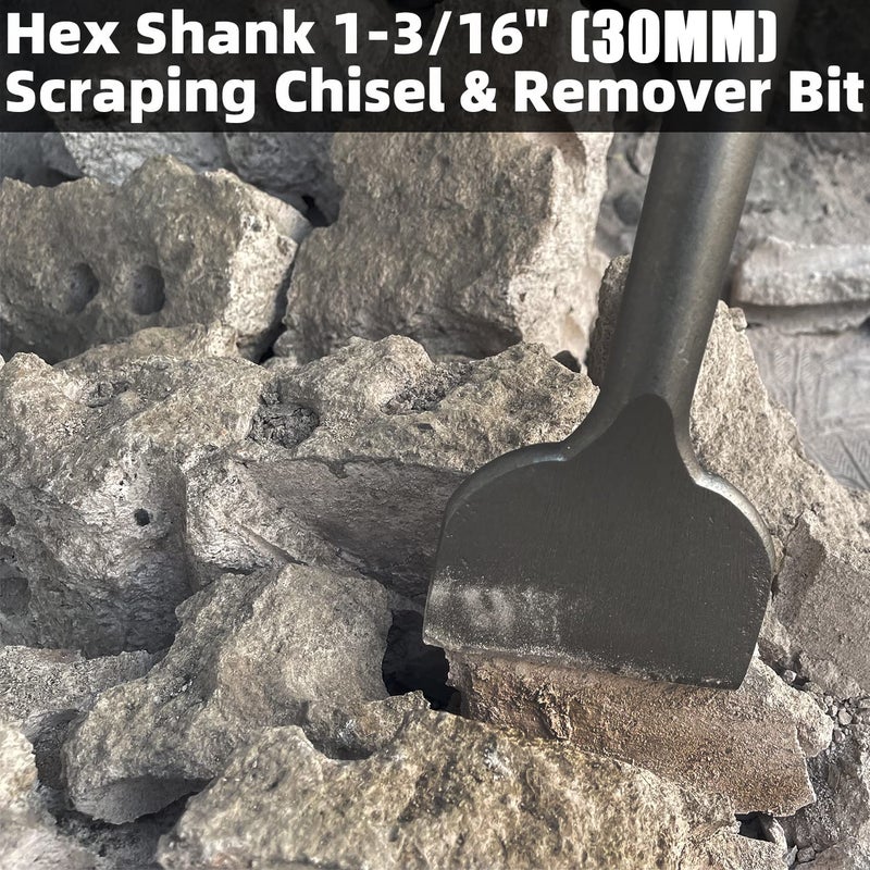 JACKCHEN 4 Inch Wide Tile & Removing Tile and Stone Chisel for hex.30mm Demolition Jack Hammers, 16 Inch Long, Alloy Steel Construction, 4" x 16" Chisel Bit for Demolition Concrete Breaker - Image 2