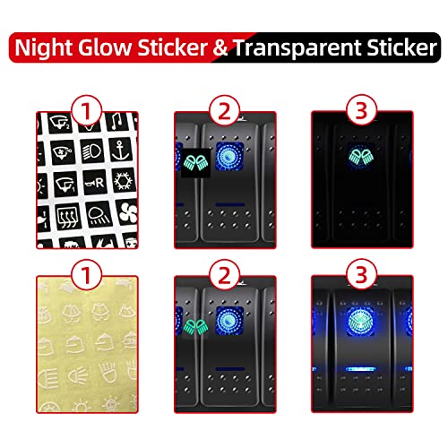 FXC 12 Volt Aluminum Marine Boat Rocker Switch Panel Waterproof 6 Gang Toggle Switch Panel Blue LED Lighted for Car Truck RV UTV ATV with USB Cigarette Lighter Socket Voltmeter - Image 5