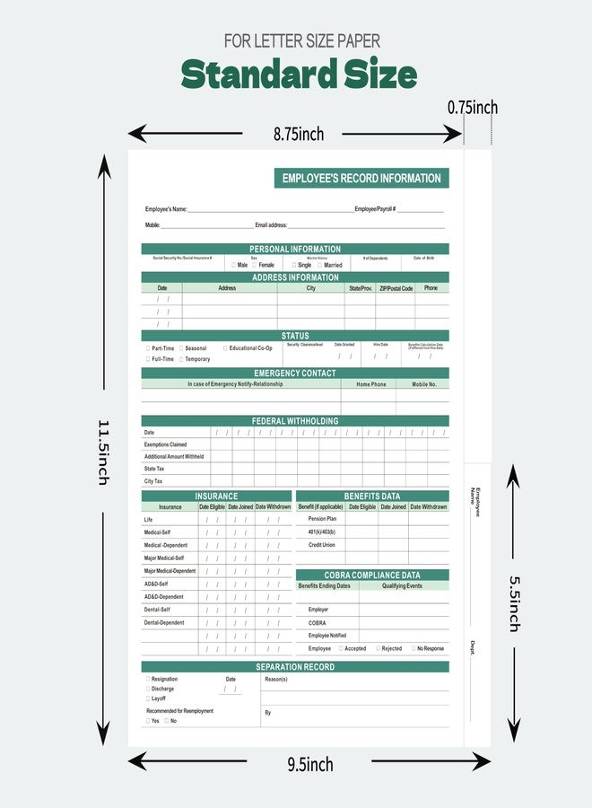 YvnShine Employee File Folders, 25-Pack Heavy Duty Cardstock, Letter Size 9.5x11.5, Secure 2-Pocket Design for HR Document Organization & Storage (Green) - Image 2