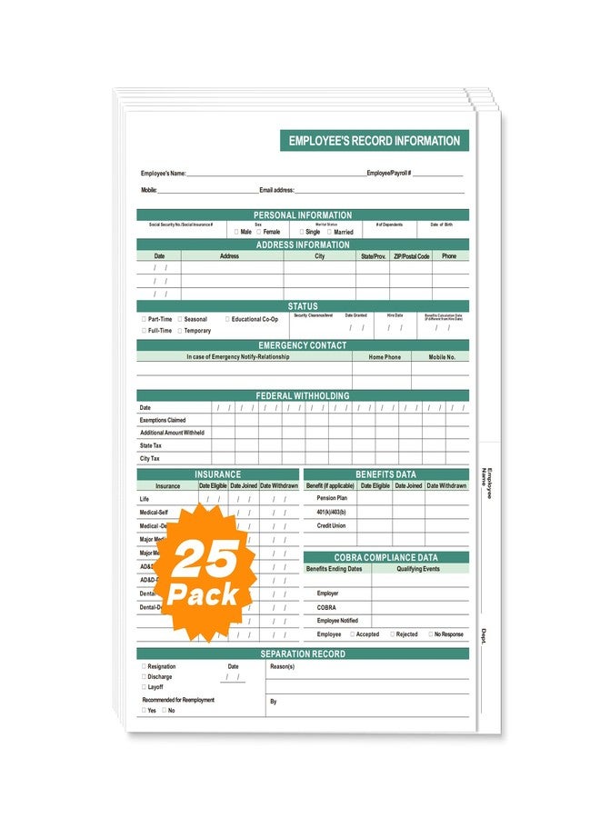 YvnShine Employee File Folders, 25-Pack Heavy Duty Cardstock, Letter Size 9.5x11.5, Secure 2-Pocket Design for HR Document Organization & Storage (Green) - Image 1