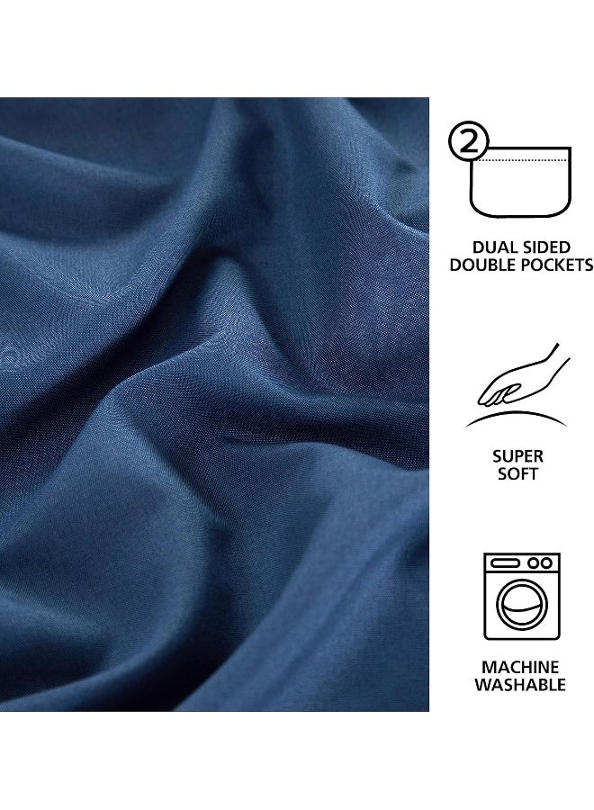 Amazing Basics 3 Piece Twin XL Sheet Set with 2 Fitted Sheet Featuring Tech Storage Side Pockets and 1 Pillow Case - Navy - Top Sheet Not Included  - Image 4