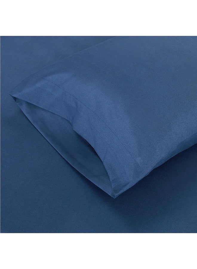 Amazing Basics 3 Piece Twin XL Sheet Set with 2 Fitted Sheet Featuring Tech Storage Side Pockets and 1 Pillow Case - Navy - Top Sheet Not Included  - Image 5
