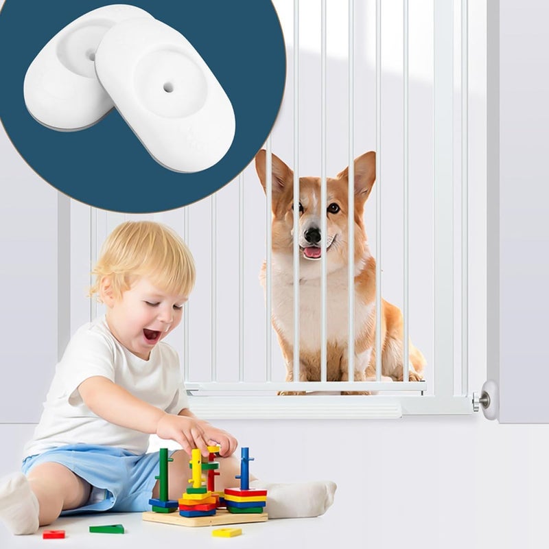 4pcs Gate Wall Protector Pads Safety Gate Wall Guards Non-Slip Design White Plastic Door and Safety - Image 5