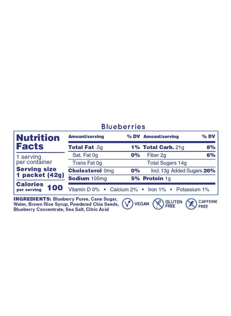 Huma chia Energy Gel-Blueberries-9countX43g-21gr Carbs, 105mg Sodium, 100% All Natural, Vegan, Gluten Free, Caffeine Free. - Pack of 9 - Image 2
