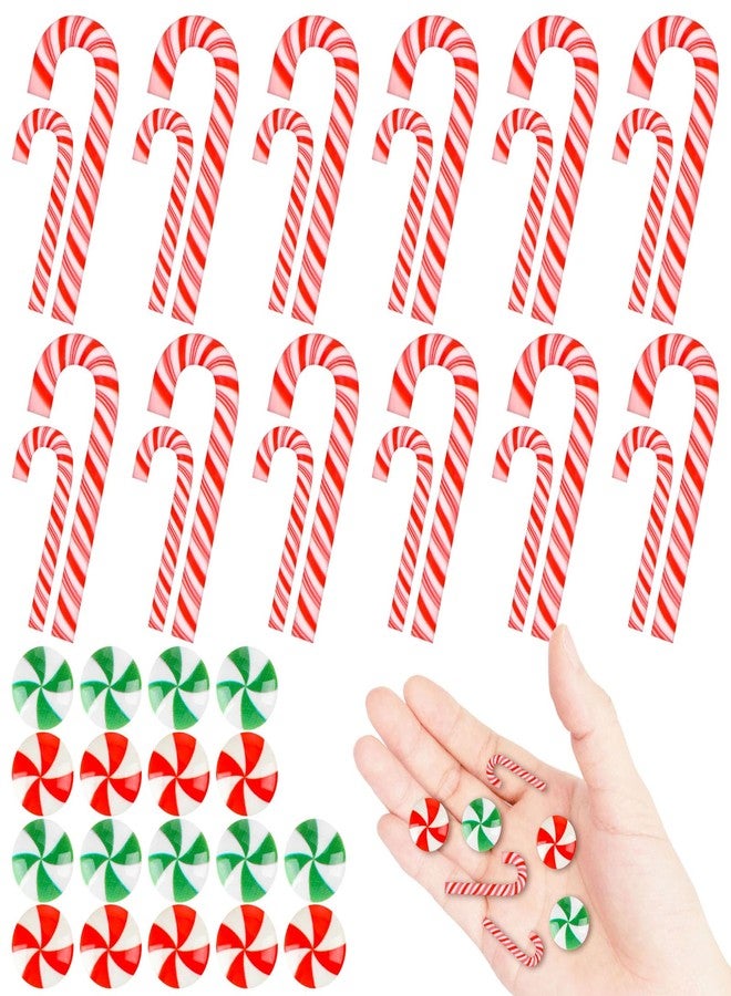 جيجكسين 120 قطعة من زينة عيد الميلاد الصغيرة على شكل عصي حلوى بنكهة النعناع، حلوى مزيفة بألوان قوس قزح، زينة صغيرة لشجرة عيد الميلاد، بدون ثقب للتعليق، أعمال يدوية، سكرابوكينغ (أحجام متنوعة، أحمر، أخضر) - Image 1