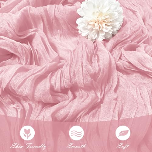 Yorcari 15 Pack Light Pink Cheesecloth Table Runner 17 x 108 inch Cheese Cloth Table Runners 9ft Pink Table Runner Rustic Romantic Sheer Gauze Runner for Wedding Party Baby Shower Table Decoration - Image 5