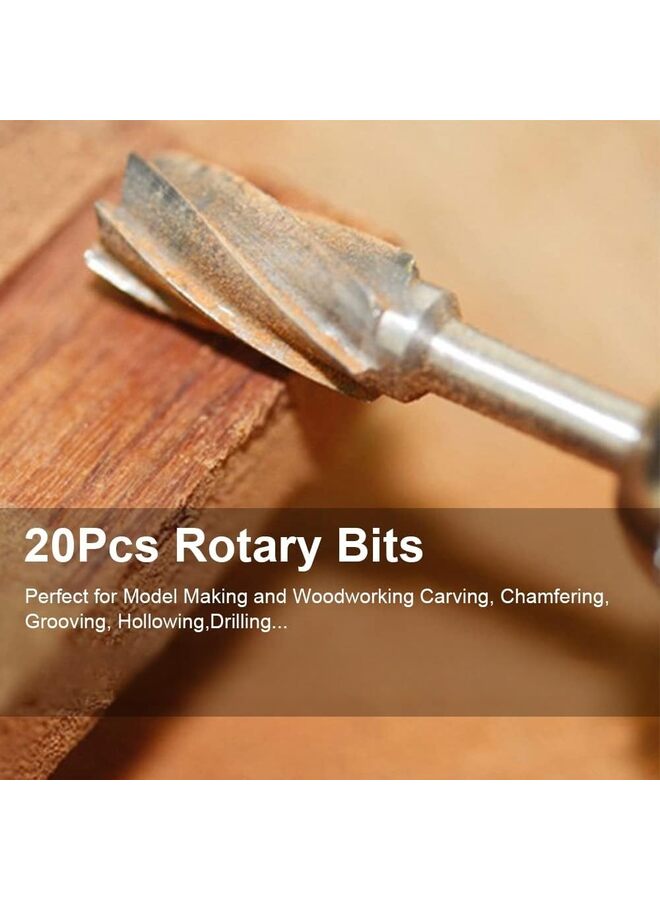 20 قطعة من رؤوس نحت الخشب ورأس راوتر النقش، مجموعة رؤوس دوارة مختلفة من HSS مع ساق 1/8 بوصة (3 مم) لأدوات دوارة لأعمال النجارة اليدوية والنحت والحفر والنقش والتشذيب - Image 3