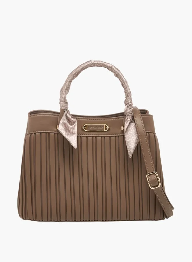 Flora Bella By Shoexpress Women Pleated Tote Bag with Detachable Strap and Zip Closure