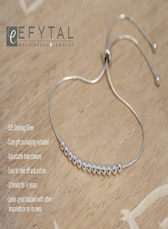 EFYTAL 13th Birthday Gifts for Her, 925 Sterling Silver Bracelet, 13 Beads for 13 Year Old Gift Ideas, Bat Mitzvah Gift, New Teen - Image 2