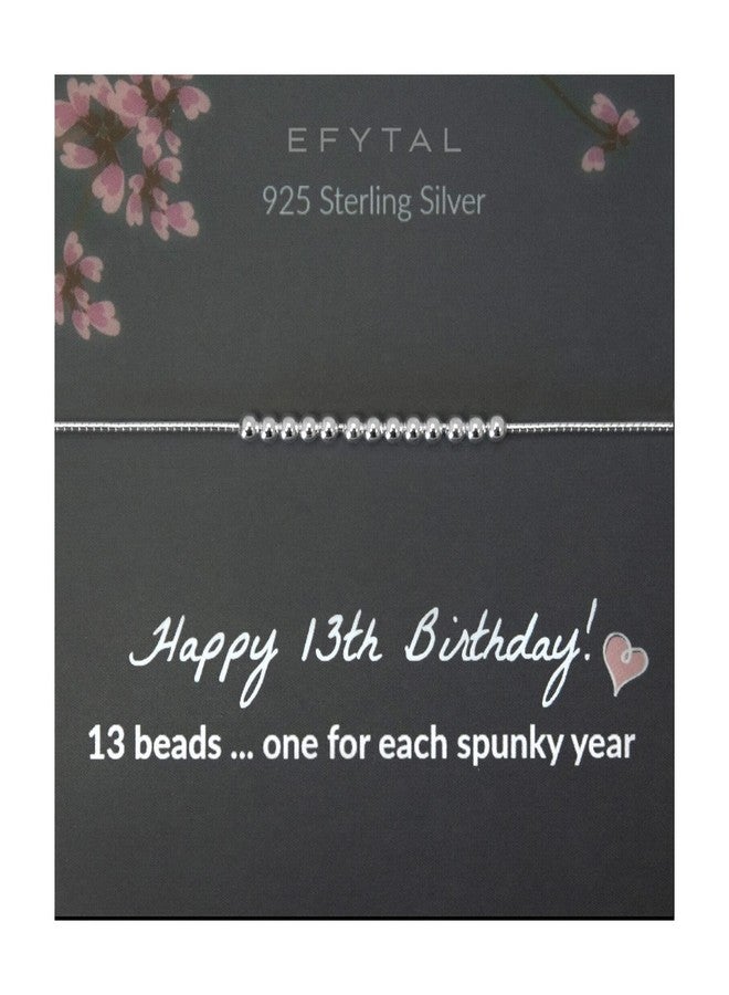 EFYTAL 13th Birthday Gifts for Her, 925 Sterling Silver Bracelet, 13 Beads for 13 Year Old Gift Ideas, Bat Mitzvah Gift, New Teen - Image 1