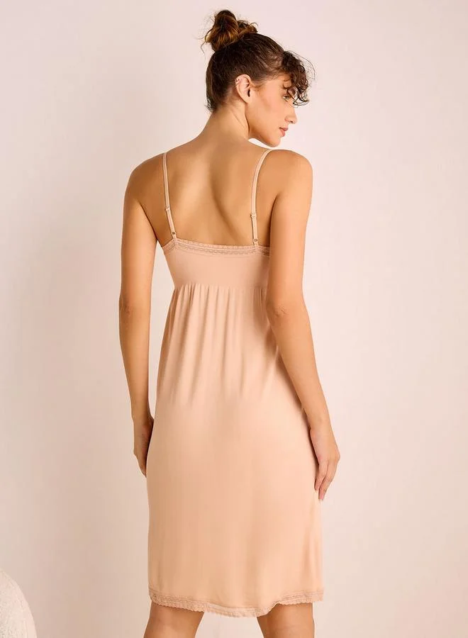 Splash FAV Lace Trim Night Dress with Adjustable Straps