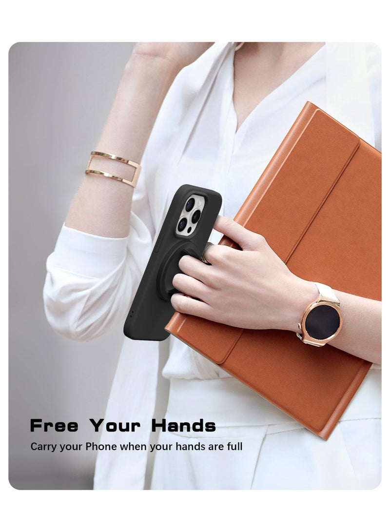 غونيز مقبض هاتف مغناطيسي متوافق مع MagSafe، حلقة سيليكون قابلة للإزالة، حامل حلقة للهاتف على الجهة الخلفية لهواتف iPhone 17/16/15/14/13/12، أسود - Image 5