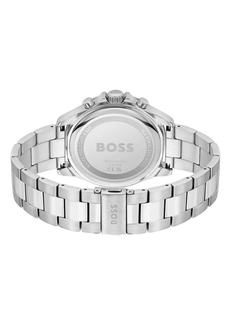 هوغو بوس - ساعة BOSS Troper للرجال كوارتز أنالوج بسوار من الفولاذ المقاوم للصدأ 1514108، فضية - Image 1