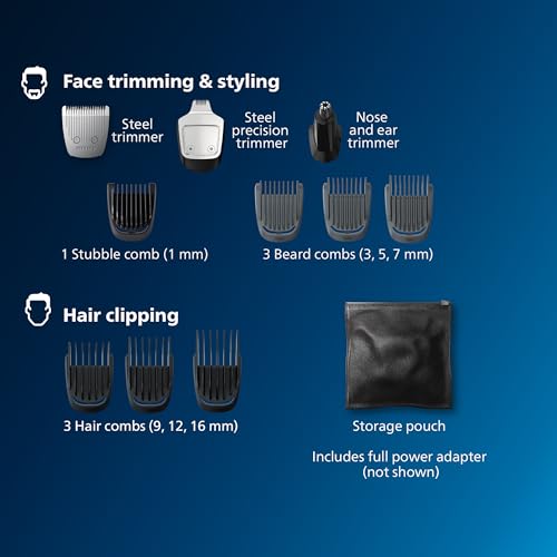 Norelco Philips Multi Groomer All-In-One Trimmer Series 3000-13 Piece Mens Grooming Kit For Beard, Face, Nose, Ear Hair Trimmer And Hair Clipper - No Blade Oil Needed, Mg3740/40 - Image 2