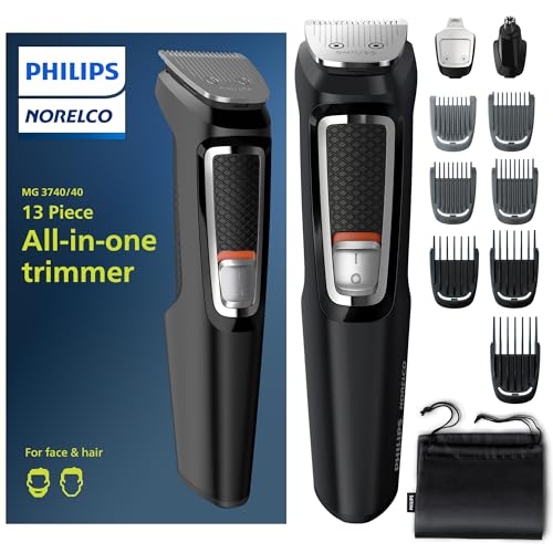 Norelco Philips Multi Groomer All-In-One Trimmer Series 3000-13 Piece Mens Grooming Kit For Beard, Face, Nose, Ear Hair Trimmer And Hair Clipper - No Blade Oil Needed, Mg3740/40 - Image 1