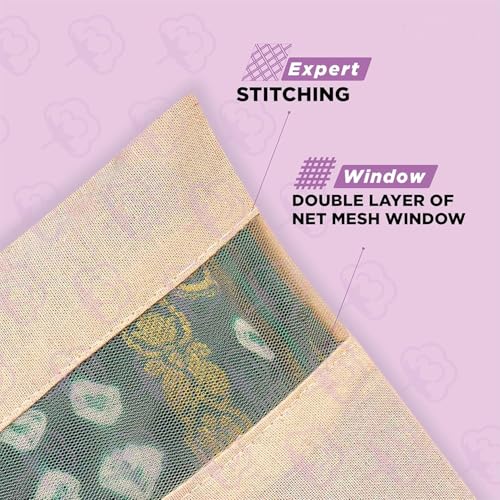 Pristu Cotton Saree Storage Bags - Wardrobe Organizer with Transparent mesh window, Covers for Storage Set with Zip Closure for Clothes Bags (16 x 14 Inches) (Pack 0f 6) - Image 2