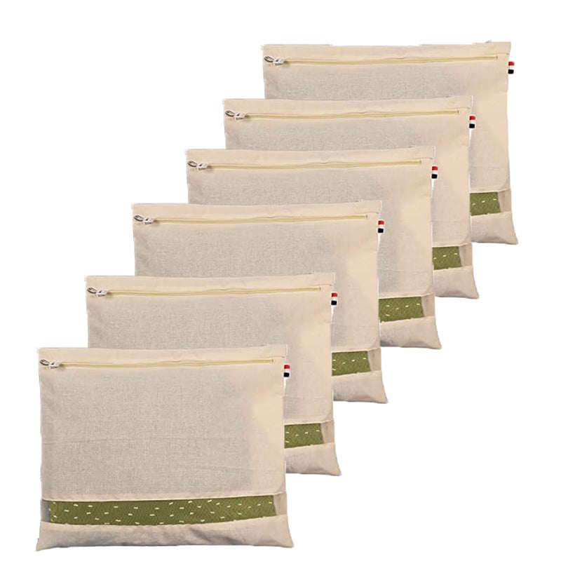 Pristu Cotton Saree Storage Bags - Wardrobe Organizer with Transparent mesh window, Covers for Storage Set with Zip Closure for Clothes Bags (16 x 14 Inches) (Pack 0f 6) - Image 4