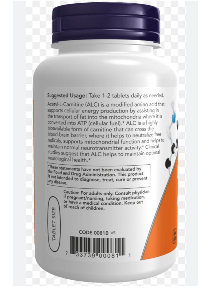 Now Foods Acetyl-L Carnitine 750 mg - 90 Tablets - Image 2