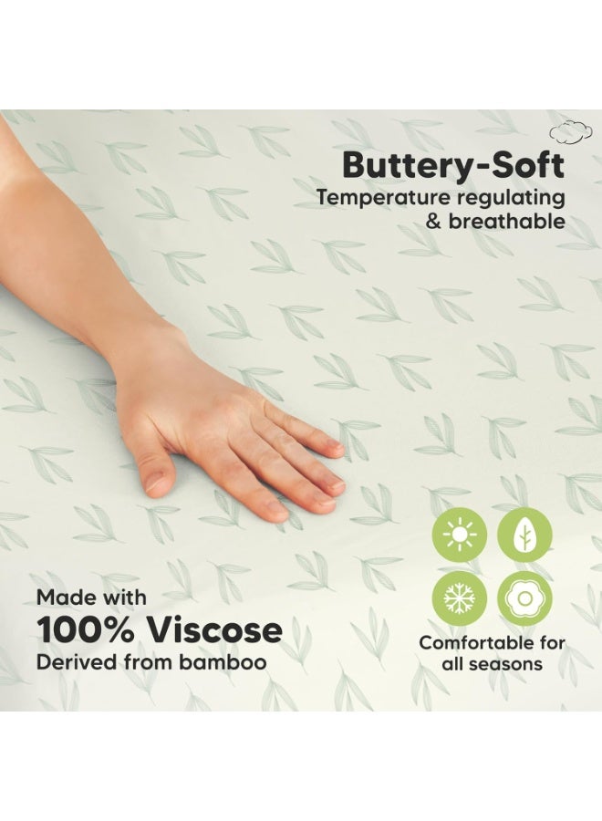 KeaBabies Pack and Play Sheets Fitted - 2-Pack Mini Crib Sheets for Pack N Play Mattress 38x26, Soft & Cozy, Neutral Toddler Playard Bedding, Snug Fitted Mini Baby Crib Mattress Cover Boy, Girl (Fleur) - Image 2