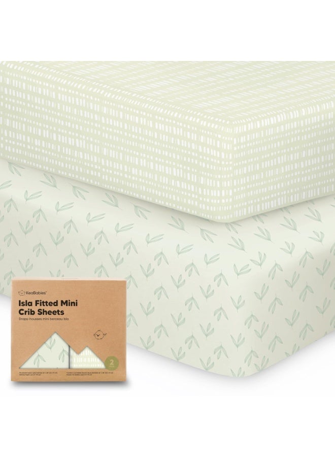 KeaBabies Pack and Play Sheets Fitted - 2-Pack Mini Crib Sheets for Pack N Play Mattress 38x26, Soft & Cozy, Neutral Toddler Playard Bedding, Snug Fitted Mini Baby Crib Mattress Cover Boy, Girl (Fleur) - Image 1
