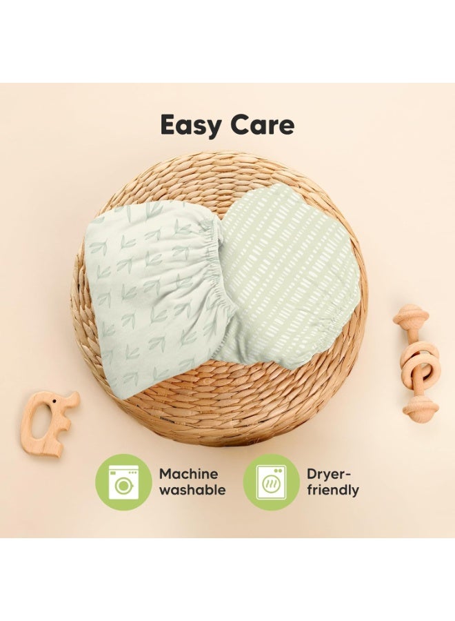 KeaBabies Pack and Play Sheets Fitted - 2-Pack Mini Crib Sheets for Pack N Play Mattress 38x26, Soft & Cozy, Neutral Toddler Playard Bedding, Snug Fitted Mini Baby Crib Mattress Cover Boy, Girl (Fleur) - Image 4