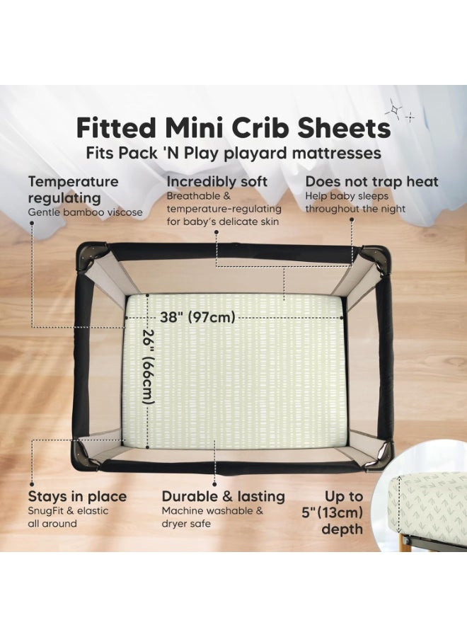 KeaBabies Pack and Play Sheets Fitted - 2-Pack Mini Crib Sheets for Pack N Play Mattress 38x26, Soft & Cozy, Neutral Toddler Playard Bedding, Snug Fitted Mini Baby Crib Mattress Cover Boy, Girl (Fleur) - Image 3