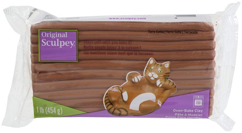Sculpey Original Sculpey Terra Cotta Non Toxic Polymer clay Oven Bake Clay 1 pound great for modeling sculpting holiday DIY and school projects skill levels 