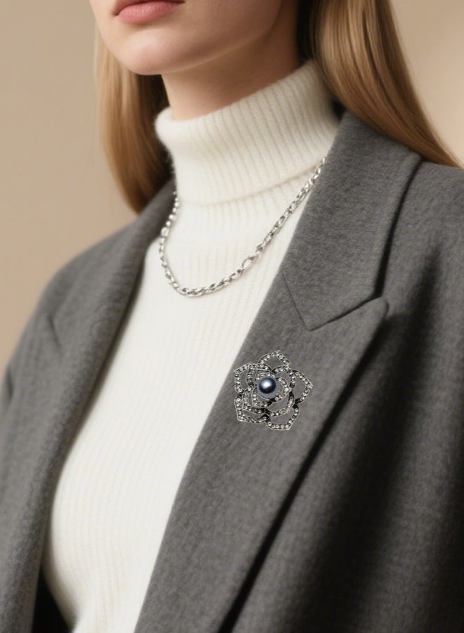 4 جهاز كمبيوتر شخصي أنيق دبابيس زهرة الكريستال، بروش قديم للمرأة - الراينست الموضة الزهرية ودبابيس الأوراق للملابس، طوق، فستان، وشال، شال ديكور - Image 5