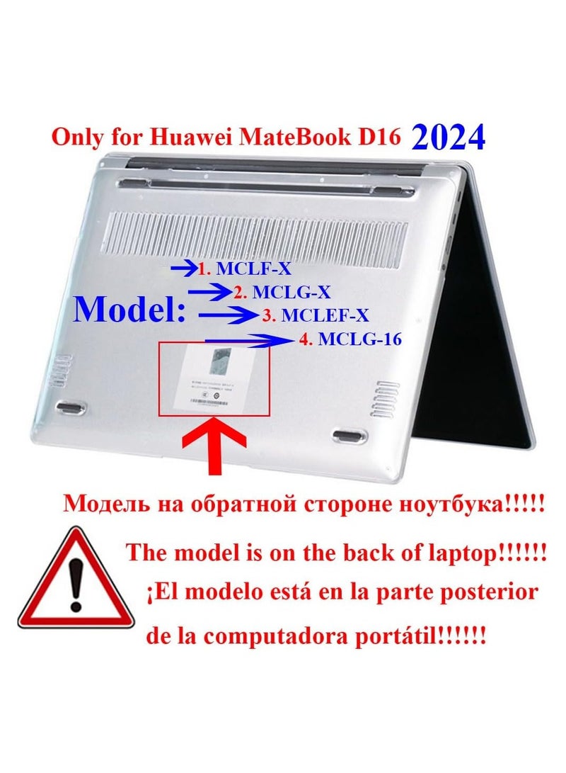 عام حقيبة لابتوب متوافقة مع هواوي ميت بوك D16 2024 بحجم 16 بوصة، موديل MCLF-X وMCLG-16 وMCLEF-X، غلاف صلب واقٍ من الكريستال والمات. - Image 2
