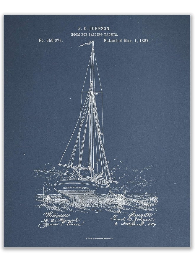 BigWig Prints Sailboat Patent Wall Decor - Set of 6 (8x10) sailing art - Image 2