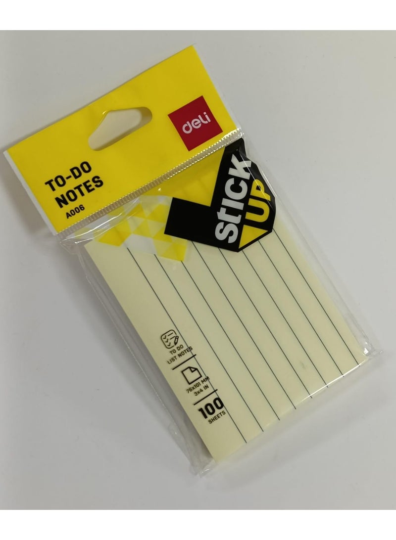 Deli A006 To Do Stick Up Ruled Notes 3 x 4in - Image 1