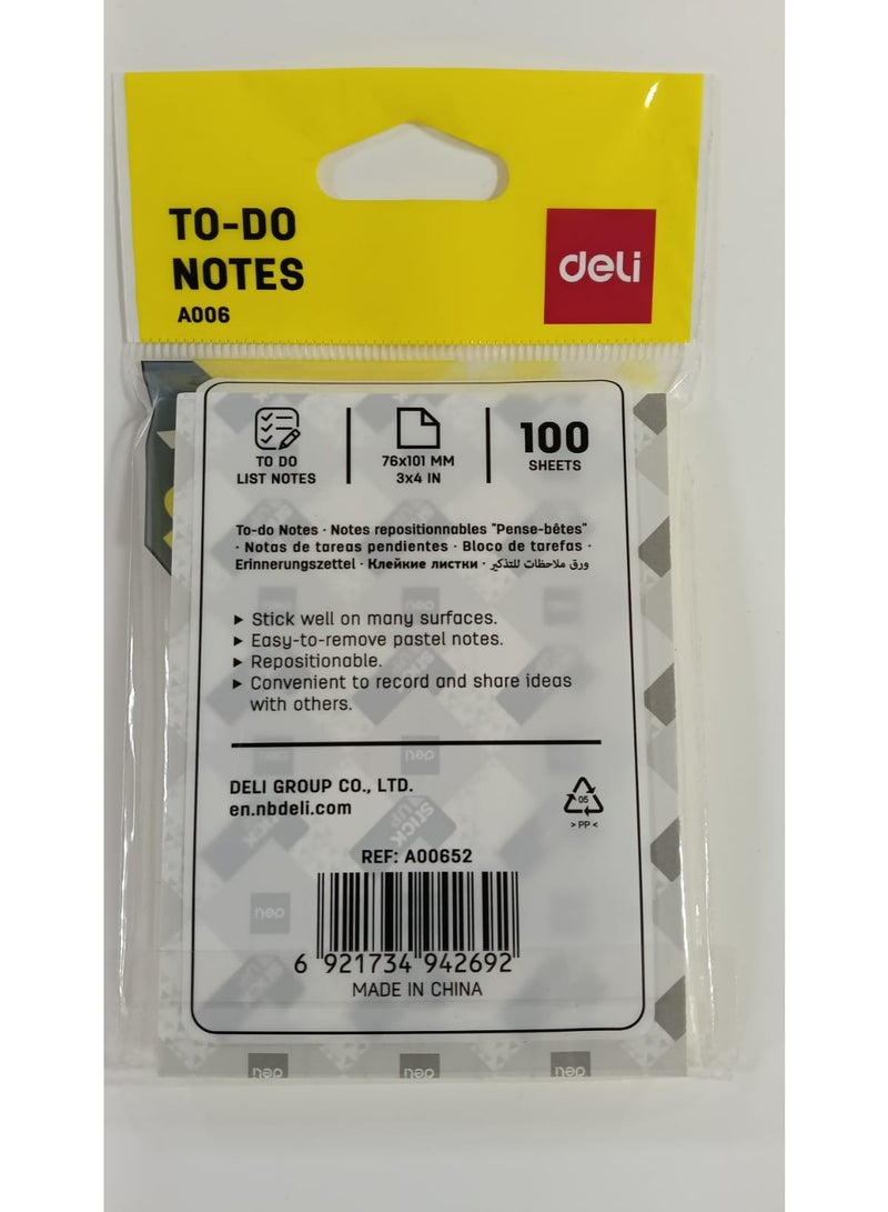 Deli A006 To Do Stick Up Ruled Notes 3 x 4in - Image 2