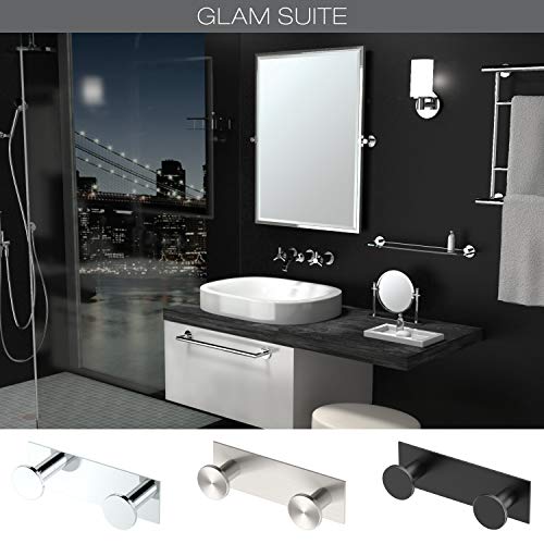 Gatco 1284MX Glamour 2 Hook Double Robe Hook Wall Mounted Hook for Bathroom Towels Robes Coats 65 Inch Mounting Base Matte Black - Image 3