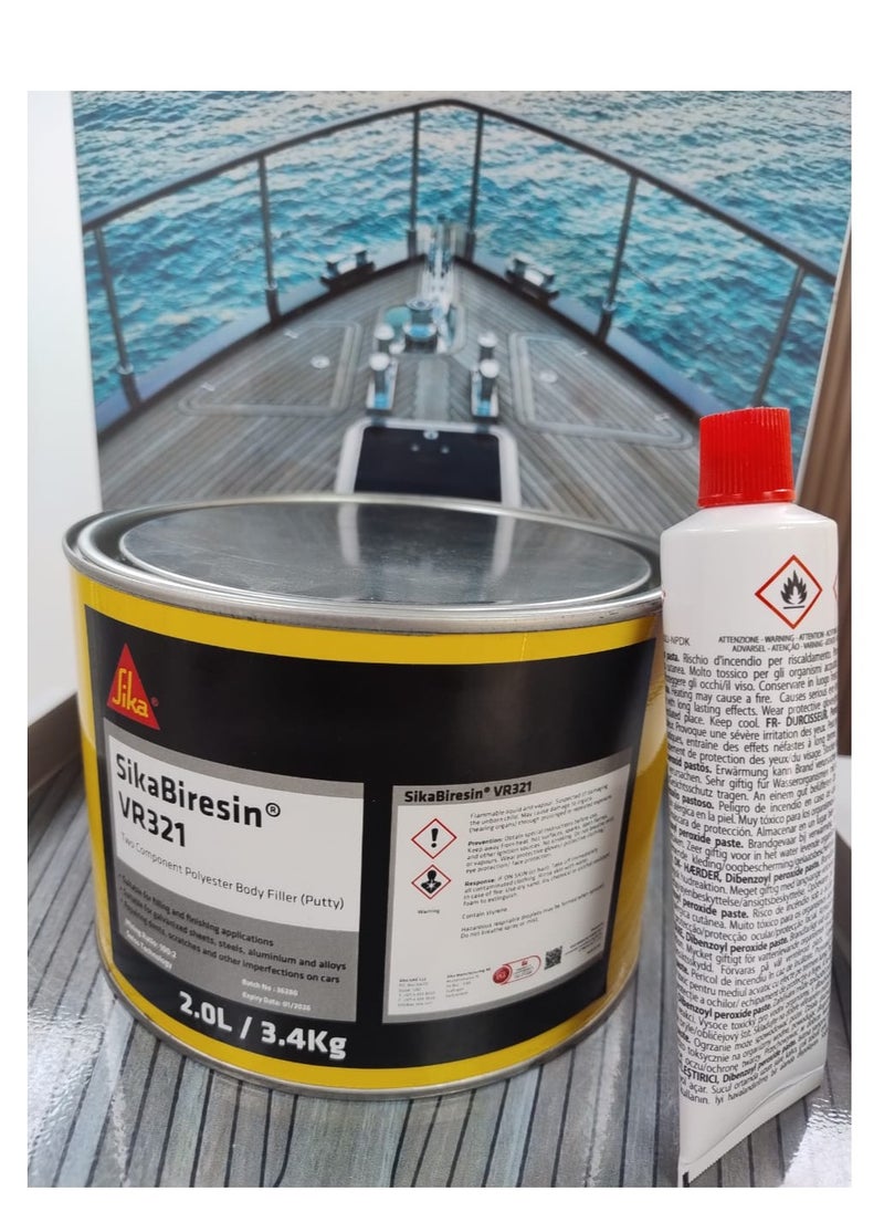 SIKA - Sika Putty, Swiss Technology Two Component Polyester Body Filler, SikaBiresin VR321 with BPO-Paste for Filling & Finishing Applications - Image 1