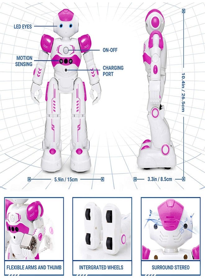 KingsDragon RC Robot Toys for Kids, Gesture & Sensing Programmable Remote Control Smart Robot for Age 3 4 5 6 7 8 Year Old Boys Girls Birthday Gift Present，Rose - Image 2
