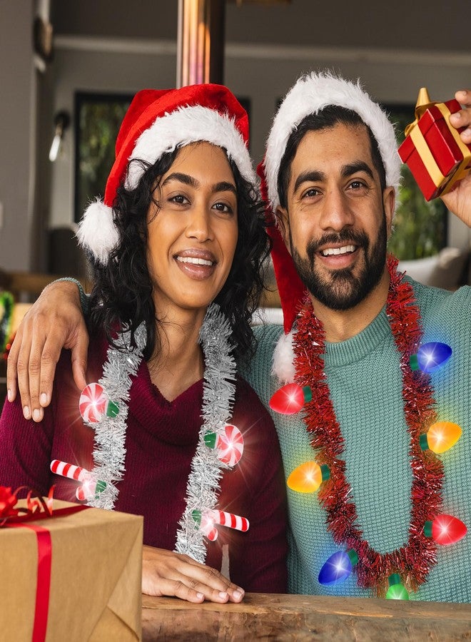 قلادة أضواء عيد الميلاد من ترابليس، 4 قطع، 3 أوضاع إضاءة LED، هدايا حفلات عيد الميلاد، 7 مصابيح بألوان زاهية، رقاقات ثلج، جرس، شجرة، عصا حلوى، قلادة مضيئة لعيد الميلاد لحفلات السترات القبيحة ورأس السنة الجديدة - Image 5