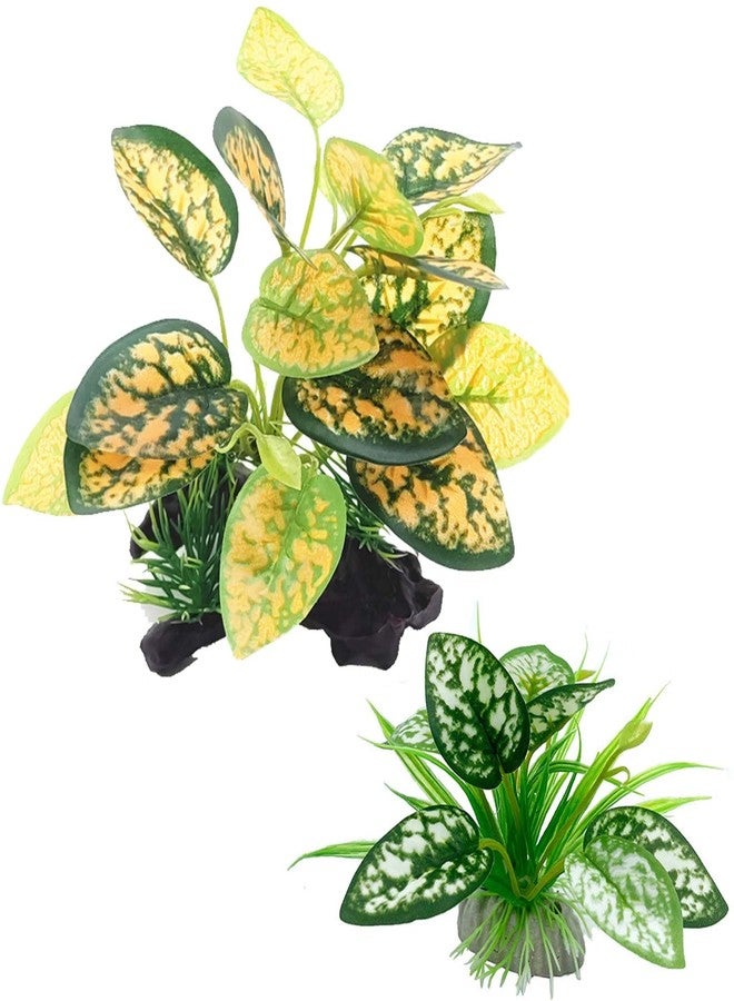 Moonorange Reptile Artificial Plants, Terrarium Plants Decorations Supplies, Aquarium Fish Tank Plant, Amphibian Habitat Hideout Tank Accessories (M Set-2pcs/C) - Image 1