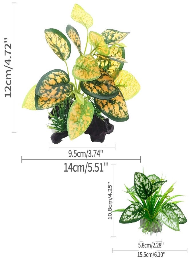 Moonorange Reptile Artificial Plants, Terrarium Plants Decorations Supplies, Aquarium Fish Tank Plant, Amphibian Habitat Hideout Tank Accessories (M Set-2pcs/C) - Image 2