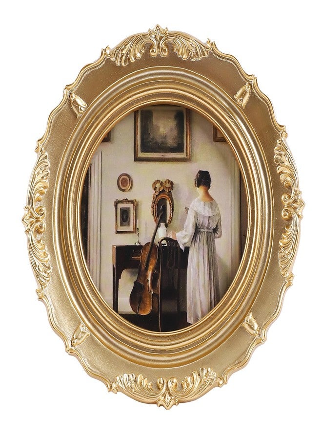 LIHOLO Vintage Gold Picture Frames 4x4 Antique Small Round Picture Frames Ornate Picture Frames for Tabletop and Wall Mount Decorative Gallery Wall Art Retro Home Decor - Image 1