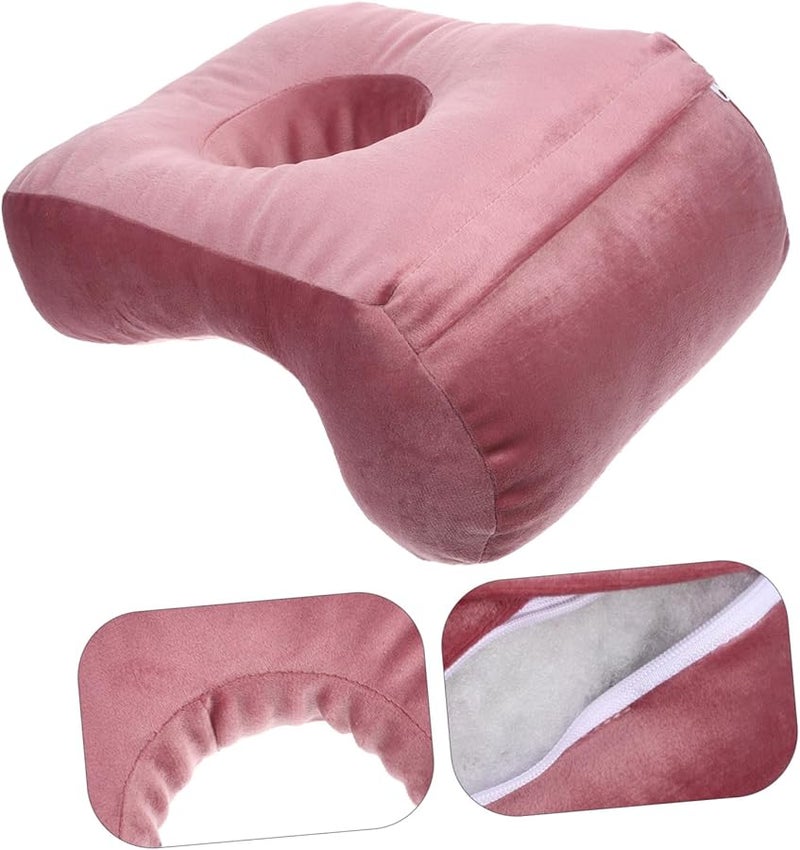 Pink Ergonomic Memory Desk Pillow For Stomach Sleepers Comfortable Naps Office Use 30X22X10CM - Image 5