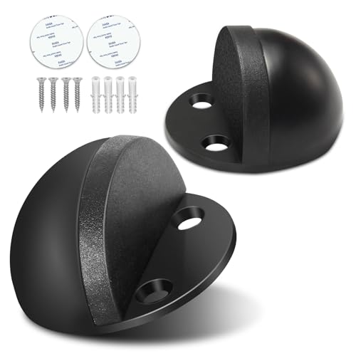 Gudui Door Stopper, Self Adhesive Floor Door Stop for Bottom of Door Black Rubber Bumper No Drilling Doorstop Wall Protector, 2 Pack - Image 1