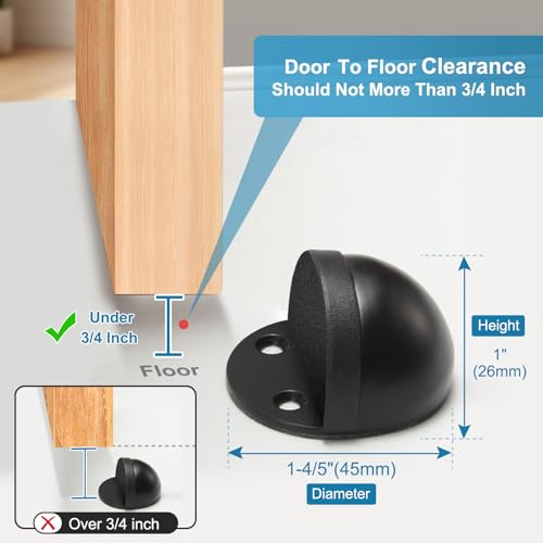 Gudui Door Stopper, Self Adhesive Floor Door Stop for Bottom of Door Black Rubber Bumper No Drilling Doorstop Wall Protector, 2 Pack - Image 2