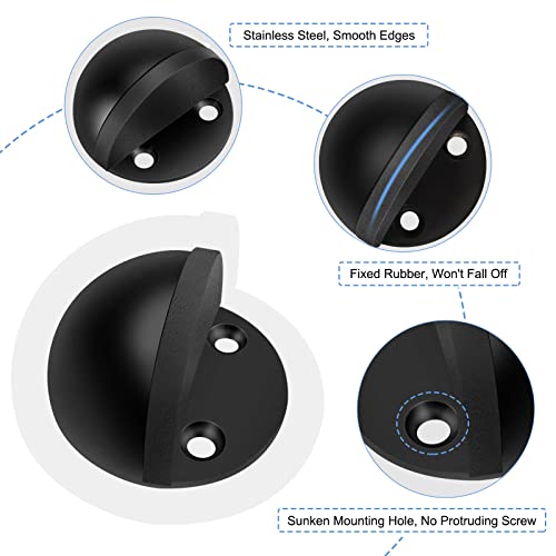 Gudui Door Stopper, Self Adhesive Floor Door Stop for Bottom of Door Black Rubber Bumper No Drilling Doorstop Wall Protector, 2 Pack - Image 5