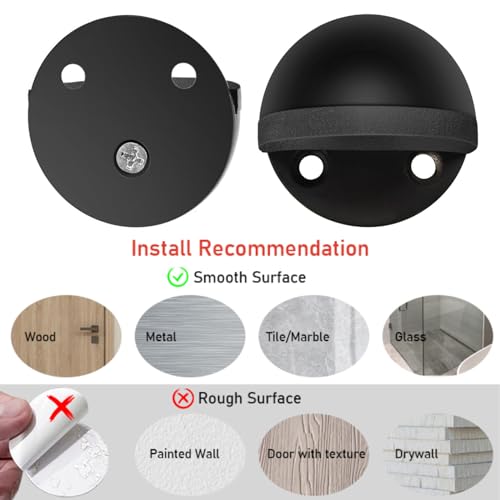 Gudui Door Stopper, Self Adhesive Floor Door Stop for Bottom of Door Black Rubber Bumper No Drilling Doorstop Wall Protector, 2 Pack - Image 4