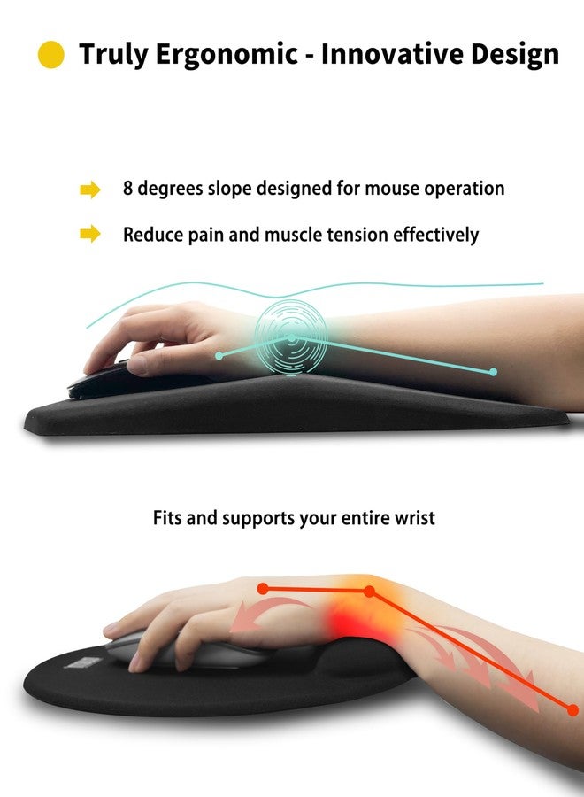SOUNDANCE Ergonomic Mouse Pad with Wrist Rest Memory Foam Support, Black - Image 3