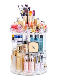 Makeup Organizer 360 Degree Rotating Acrylic DIY Cosmetics Carousel Spinning Countertop Storage Holder Lazy Suzan Trays With Adjustable Shelves For Vanity Perfume Jewellery And Lipsticks Display