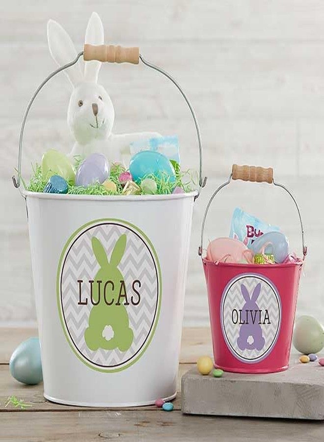 Personalization Universe Easter Bunny Personalized Treat Bucket - Large Turquoise Bucket with Bunny Name Sticker - Custom Kids Easter Gift - Image 3